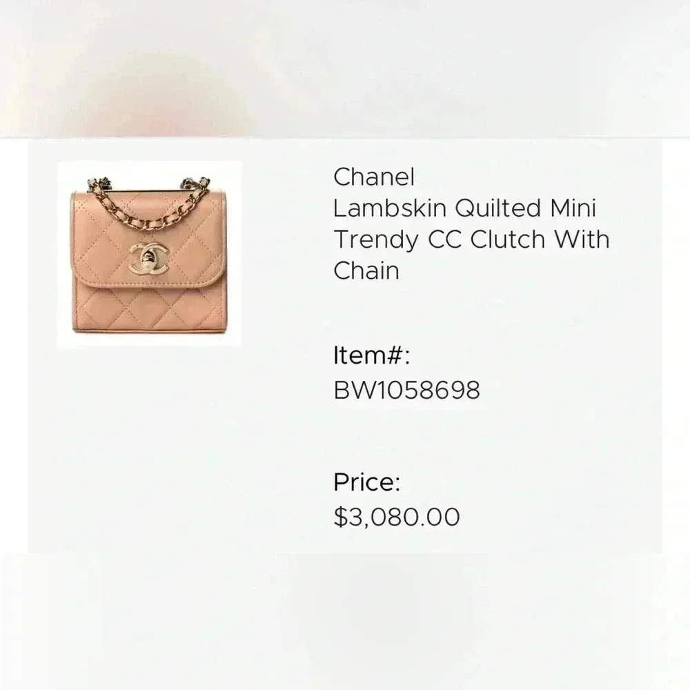 Chanel
Lambskin Quilted Mini Trendy CC Clutch With Chain - Picture 8 of 16
